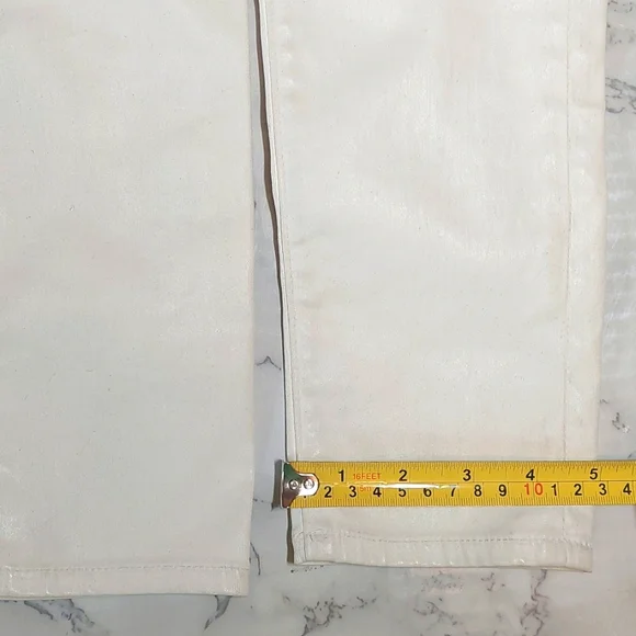 NWT AG Adriano Goldschmied Farrah Cream High-Rise Coated Skinny Jeans, Size 27 - Picture 9 of 9